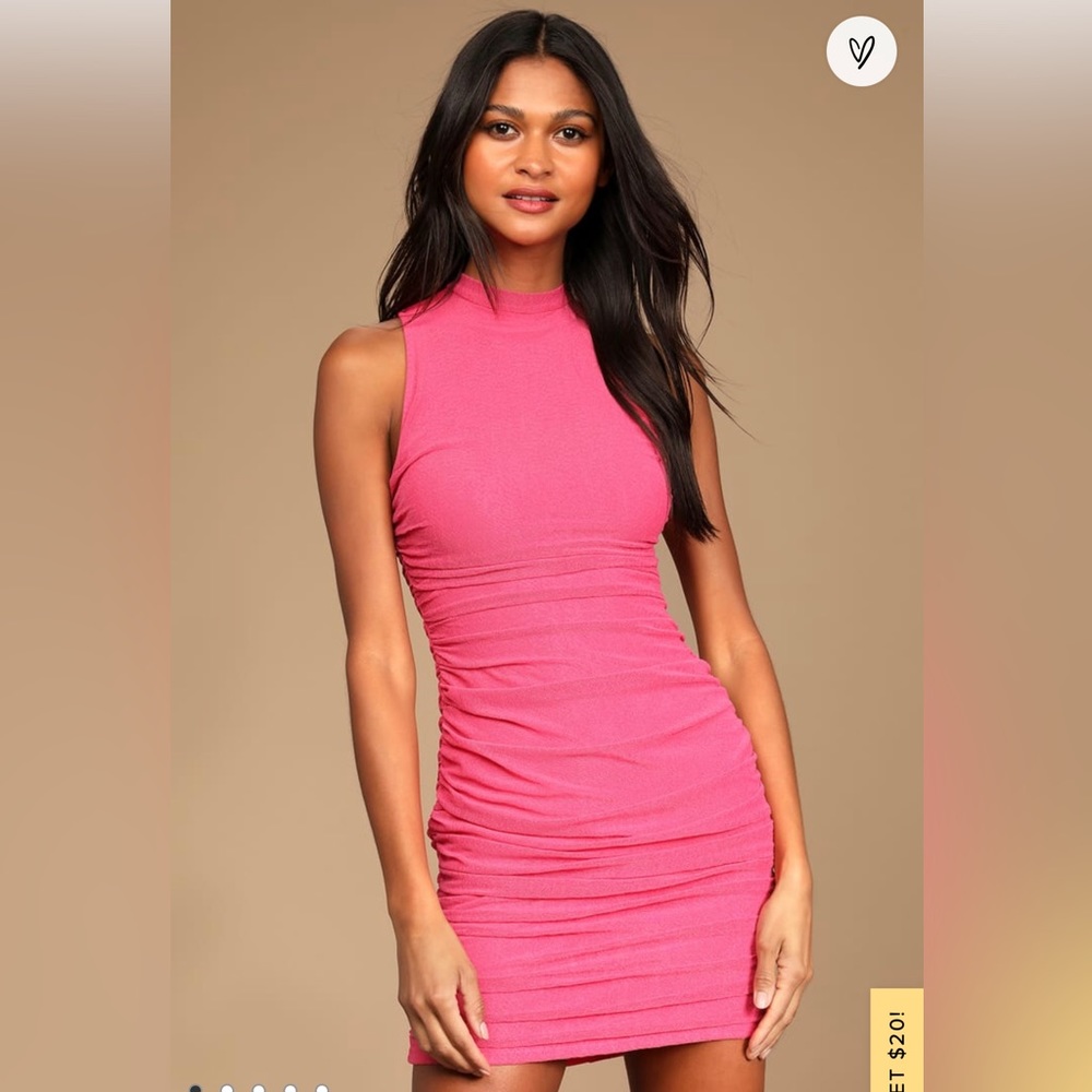 Lulus- Modern Movement Hot pink body con dress.